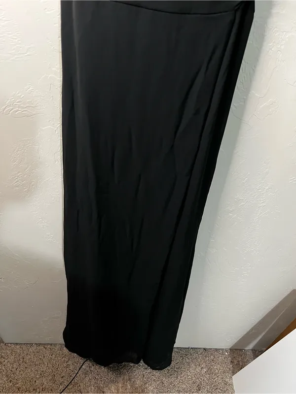 Morilee Madeline Gardner 21681 Black Cutout Tie Waist Slit Chiffon Maxi Dress - Image 4