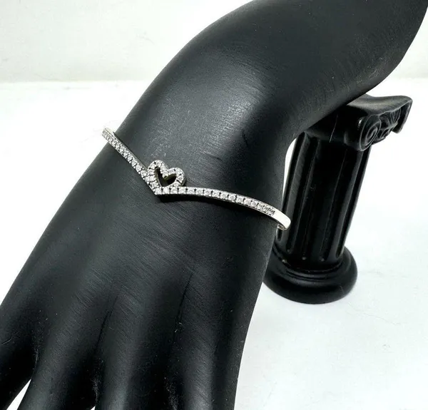 Pandora sterling silver/CZ bangle bracelet, size 1 / small - Image 4