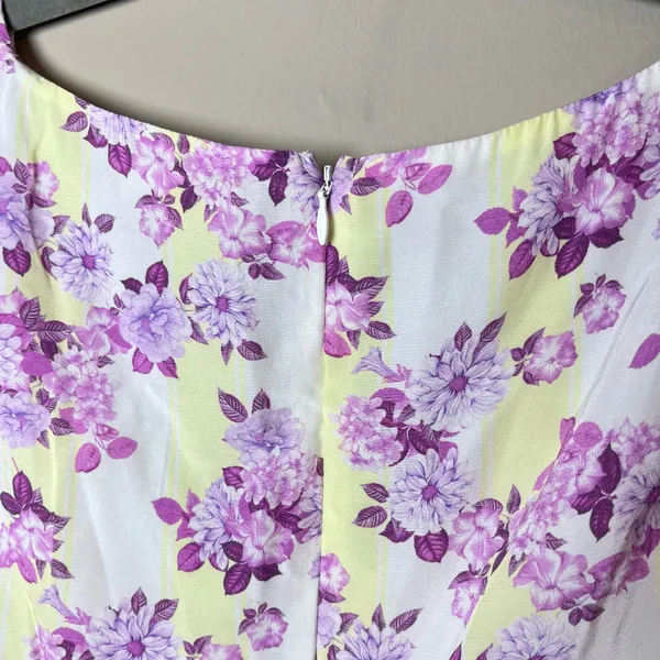 For Love & Lemons Atlanta Puff Sleeve Button Mini Dress Purple Floral S - Image 8