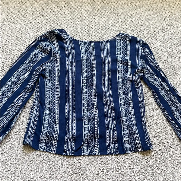 Hippie Rose Navy and White Patterned Top - Image 7