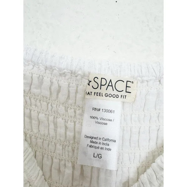 Revolve L*SPACE Winslet Dress Size Large Ivory Smocked Long Sleeve Boho - Image 6