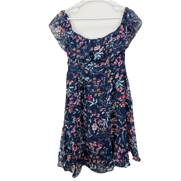 NWT Lulus My Favorite Navy Blue Floral Print Off the Shoulder‎ Dress Size MEDIUM - Image 5