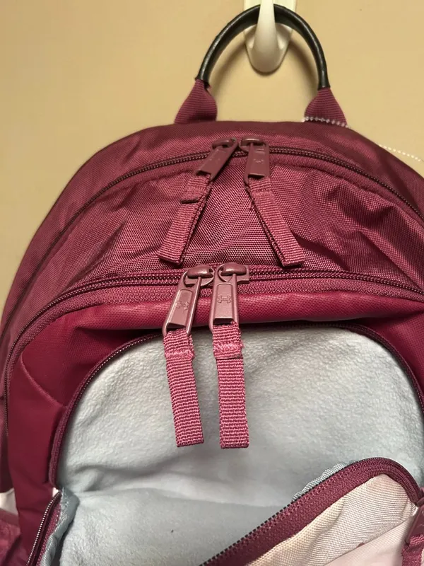 Under Armour Project Rock Brahma Backpack in maroon and pink - Image 4