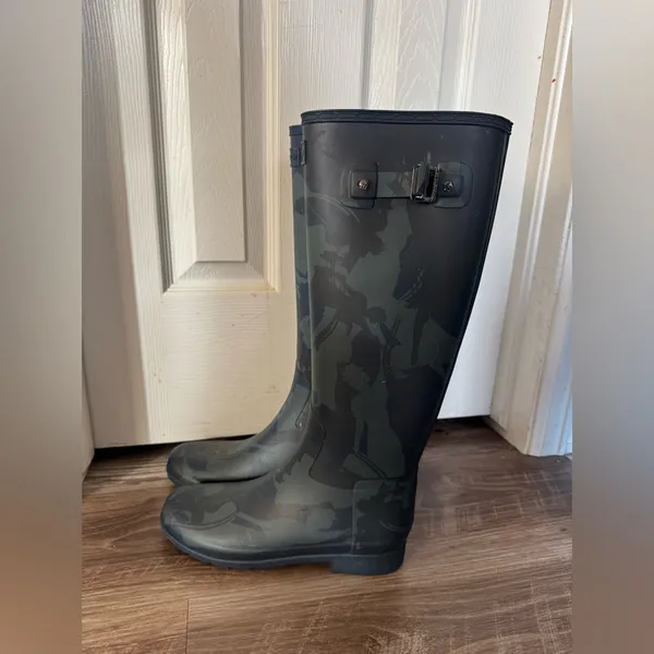 Hunter Disney Mary Poppins Tall Wellington Boots Sz 9 40 EU‎ Camo Blue - Image 3