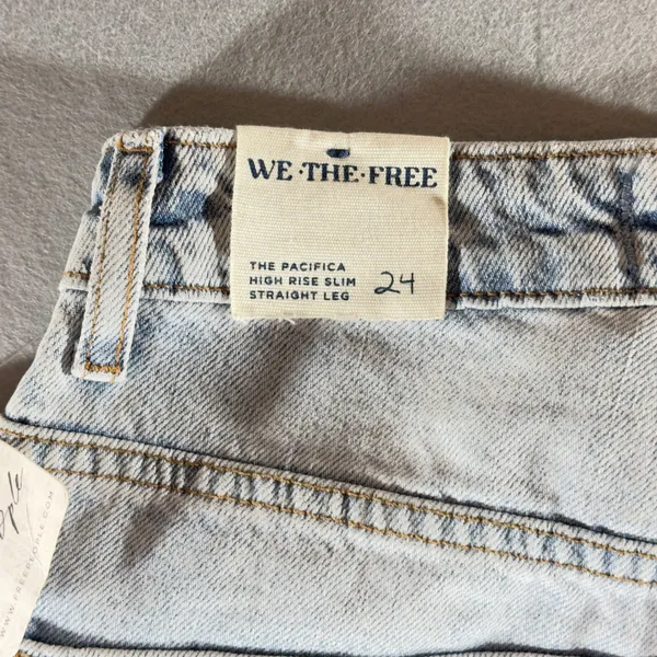 298 |‎ NWT Free People We The Free Pacifica Jeans 24 High Rise Slim Straight - Image 6