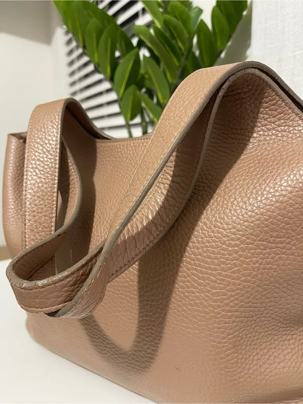 CUYANA 13” system tote bag purse Minimalist Taupe Leather cappuccino brown - Image 9