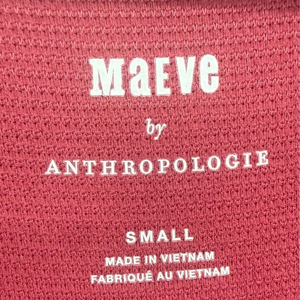 Anthropologie Maeve Ribbed Tiered Sleeve Mixed Media Top‎ Burgundy Size Small - Image 3