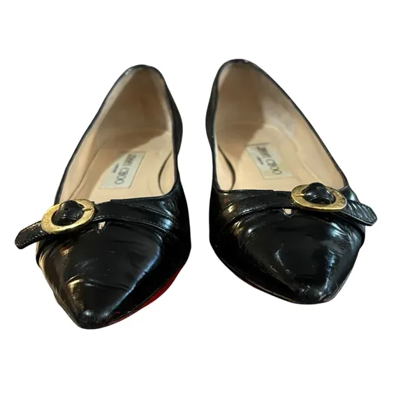 Jimmy Choo Black Patent Leather Pointy Toe Flats Womens Size 35.5‎ US 5.5 M - Image 2