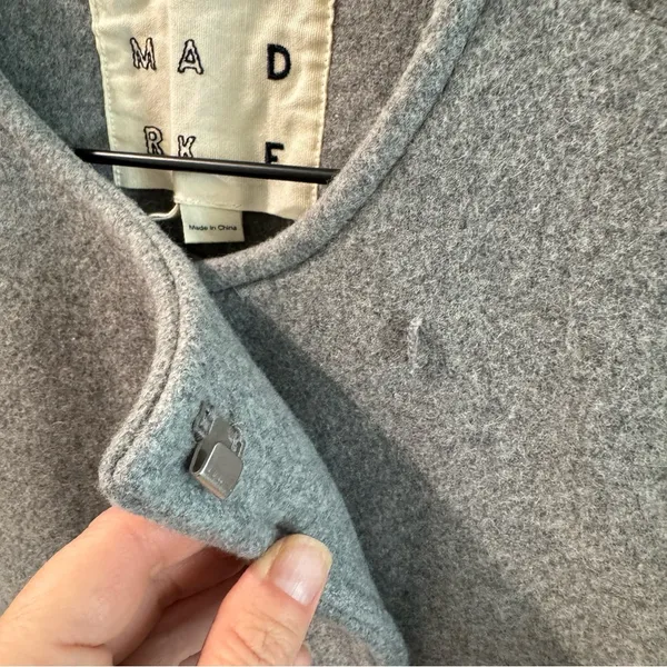 Trademark‎ Almond Collarless Coat Wool Blend Light Grey Size XS - Image 3