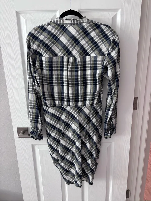 Veronica Beard Vilette Mini Shirt Dress Army Plaid size 8 - Image 11