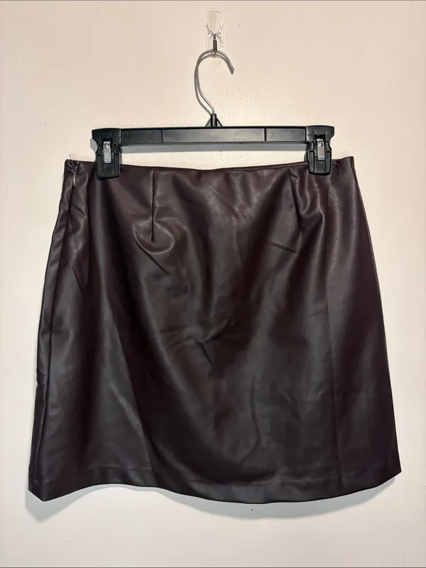 Old Navy NWT High-Waisted Faux-Leather Chocolate Brown Mini Skirt Size S - Image 3
