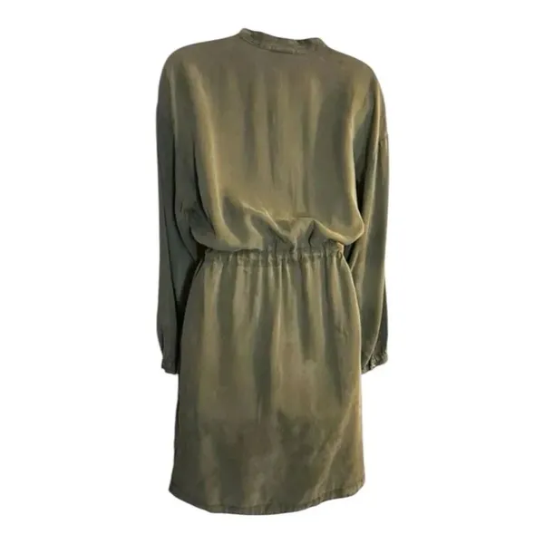 A New Day Green Shirt Dress Size M Women Long-Sleeve Button Up Drawstring Midi - Image 2