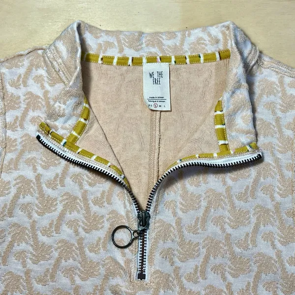 We The Free 1/2 Zip Tank Palm Tree Size‎ Small Peach Cropped Festival Beach EUC - Image 4