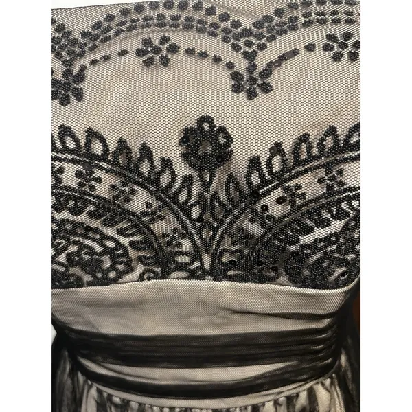 David’s Bridal Black Lace Strapless Tulle Caviar Beading Cocktail Dress Size 4 - Image 2