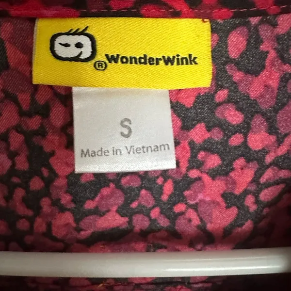 WonderWink Women's Top in Red and Black Pattern - Image 3