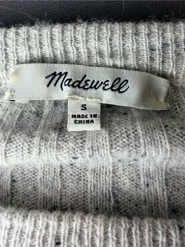 Madewell Merino Wool Alpaca Blend Boxy Ribbed Sweater Small Gray Cozy Neutral - Image 6