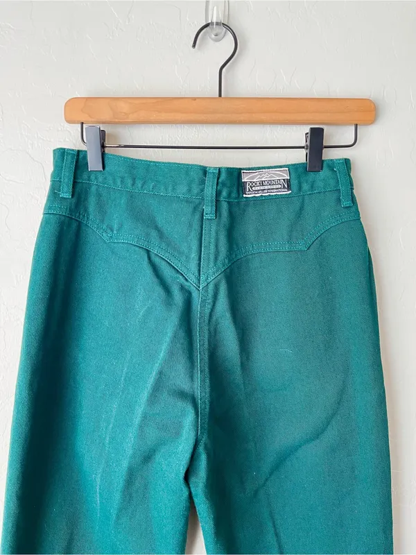 Rockies Vintage High Waisted Western Bare Back Denim Jeans Forest Green - Image 5