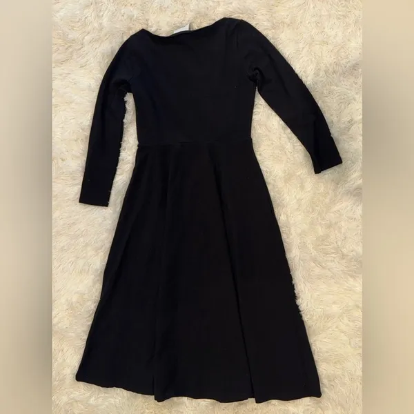 NEW Reformation Wiley Knit 3/4 sleeve midi black Dress L - Image 7