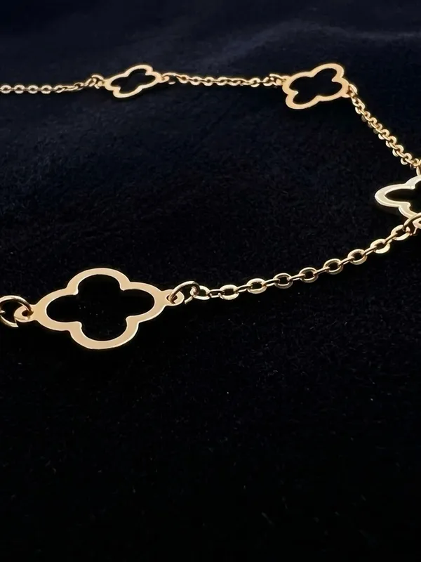 Gold Plated Clover Necklace stainless steel womens jewelry - Image 3