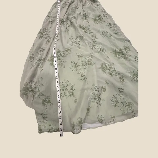 AW Bridal Penoy Pistachio Green Floral Maxi Dress US 8 V-Neck Chiffon Tie-Back - Image 6