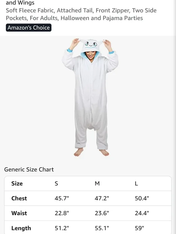 White Light Fury Dragon One-Piece Onesie Pajama Costume Adult Size XL New - Image 3