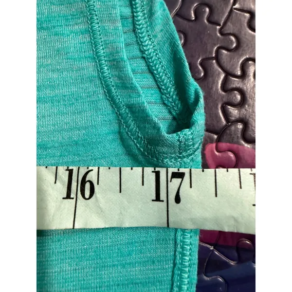 Lululemon Teal‎ Heathered V Neck Short Sleeve Athletic Top Women Size 6 - Image 6