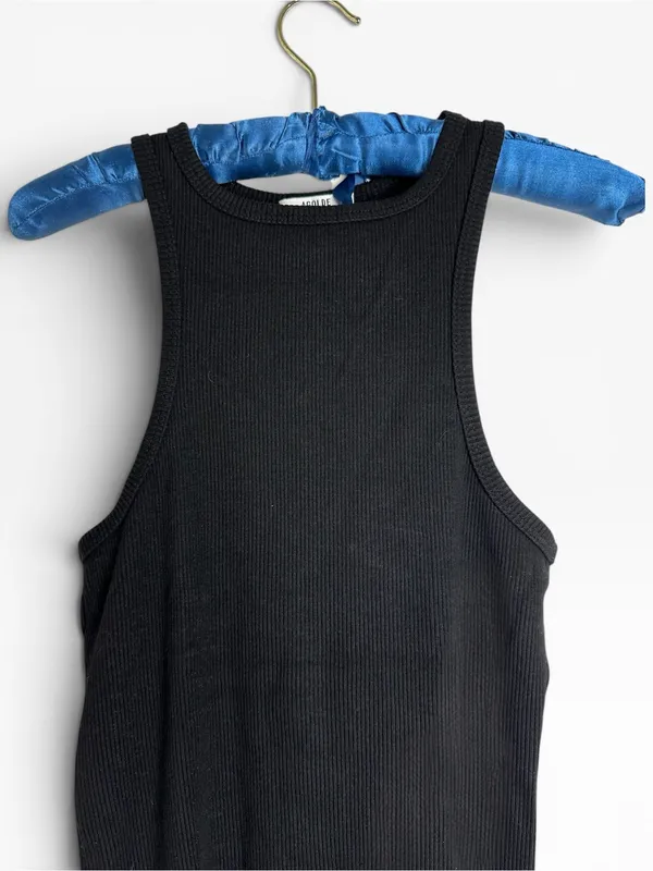 AGOLDE Bailey Black ORGANIC COTTON Ribbed Knit Tank Top Sleeveless stretchy Sm - Image 8