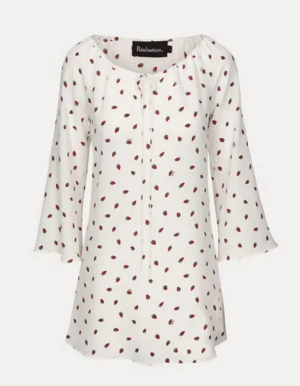 💕REALISATION PAR💕 Luna Dress ~ White Strawberry Print Small S NWT - Image 12