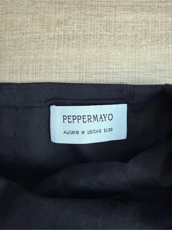 Peppermayo Rumour Has It Black Linen Buckle Strap Halter Maxi Cocktail Dress M - Image 7