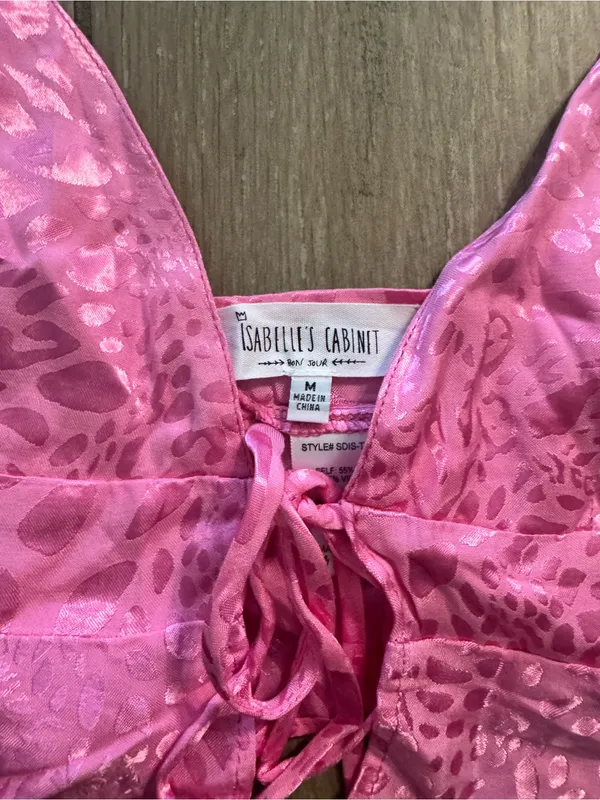 Pattern Pink Satin Tie - Image 2
