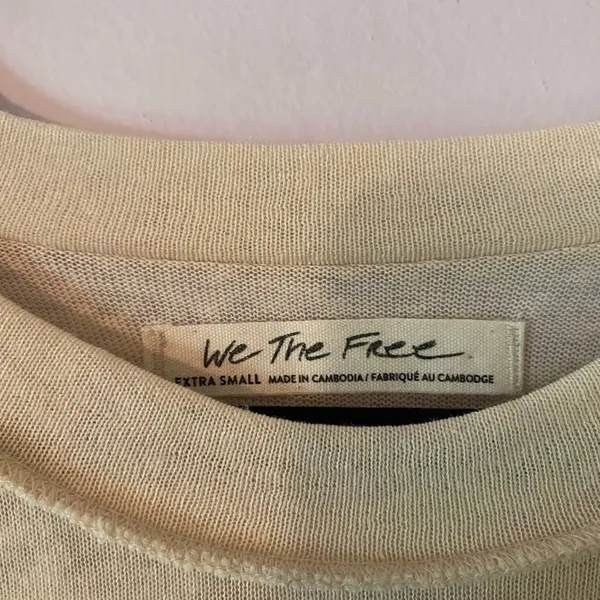 We The Free Cream Knit Short Sleeve Loungewear Top Oversized Women's size XS - Image 2
