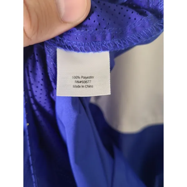 Xersion‎ Wm 1X Windbreaker Jacket Colorblock Blue White Yellow Hooded Full Zip - Image 4