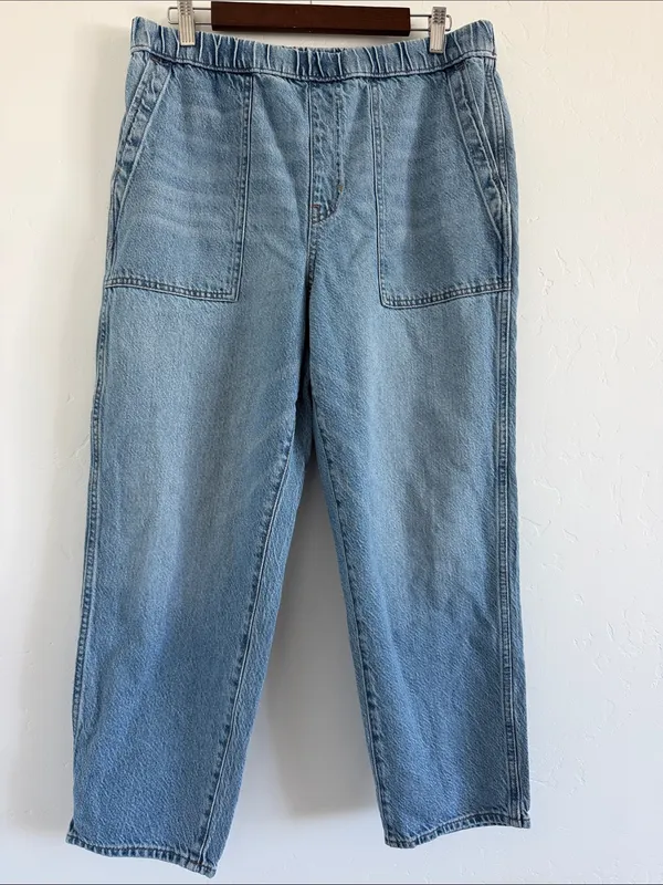 Madewell Pull-On Relaxed Jeans Large Beswick Wash High Rise Cotton Hemp NG366 - Image 2