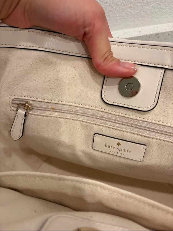 kate spade new york Cruise Women's Medium Striped Straw Tote Bag - Parchment EUC - Image 11