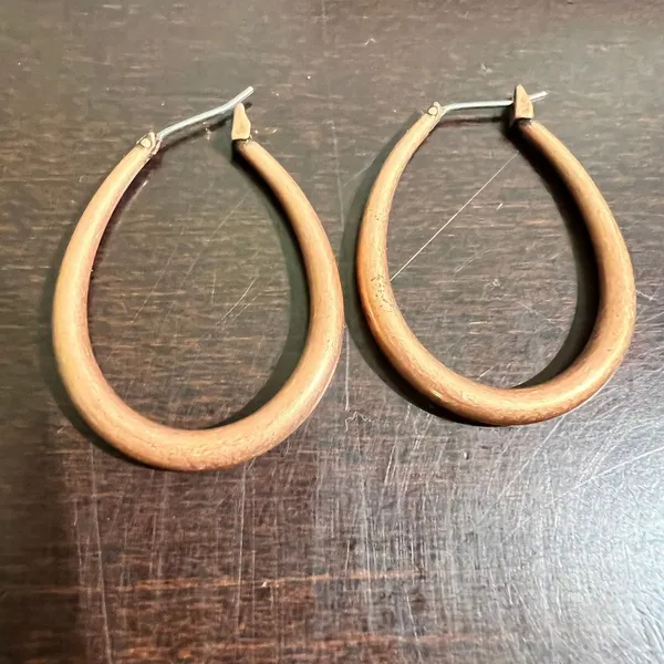 Oval Hoop Earrings Brown‎ Copper Color Statement Dangle Earrings Women - Image 8