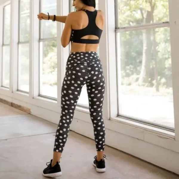 Outdoor Voices | Polka Dot Ankle Athletic Leggings in Black, Size‎ Small - Image 2