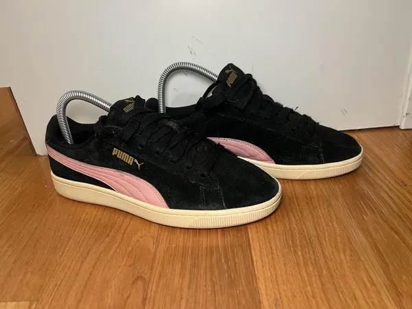 Puma Suede Shoes Womens Size 7.5 Black Pink Low Top Casual Sneakers 369725-11 - Image 3