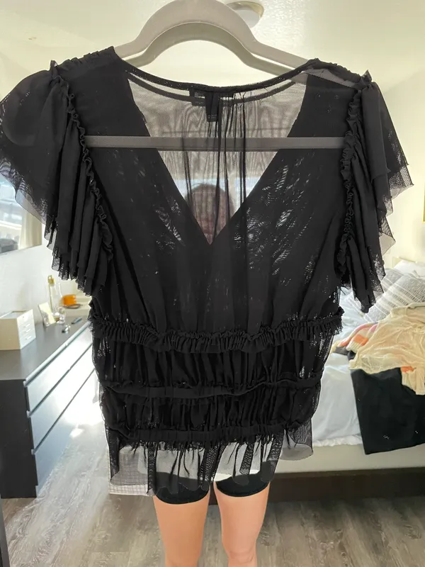 Boutique Sheer Blouse Black - Image 2