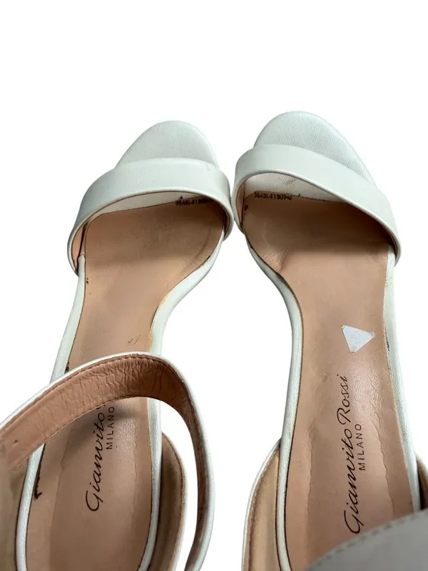 GIANVITO ROSSI White Leather Ankle Strap Heels Size 40 / US 10 - Image 3