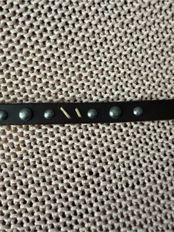 Banana Republic skinny leather studded belt darl brown size xs like new - Image 2