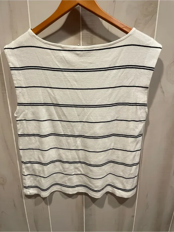 Cute Banana Republic ribbed striped relaxed cotton stretch sleeveless top preppy - Image 3