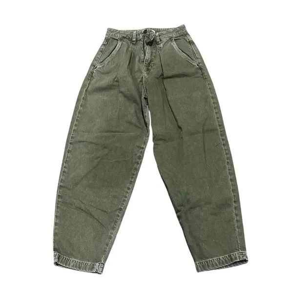 ZARA Women's High-Waisted Balloon Pants Size 2 Green Casual Relaxed Fit - Image 4