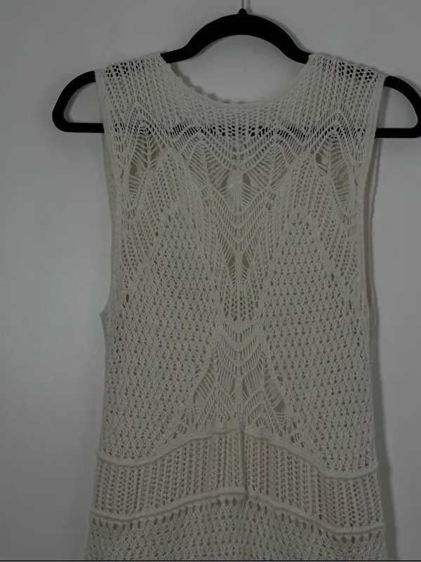 Abercrombie & Fitch Women’s White Crochet Lace Mini Dress Size Large Boho - Image 3
