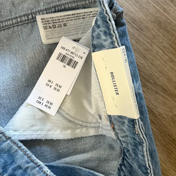 Hollister Light Blue Jean Shorts High rise Casual Denim 33 - Image 5