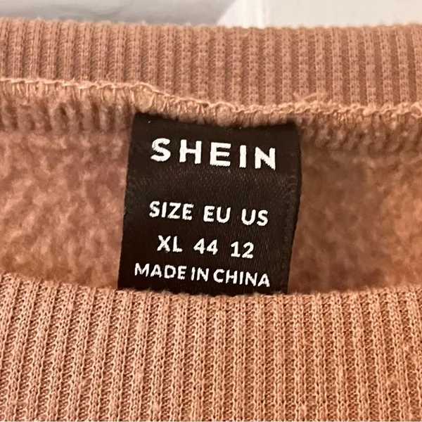 SHEIN Great Waves Khaki Graphic Printed Oversized Fleece Sweatshirt - Image 7