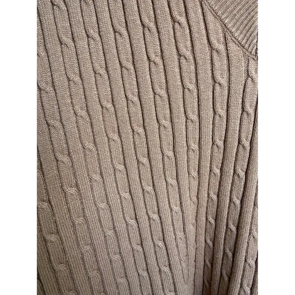 Anne Klein Womens Camel Brown Cable Knit V-Neck Pullover‎ Sweater Size Medium - Image 4