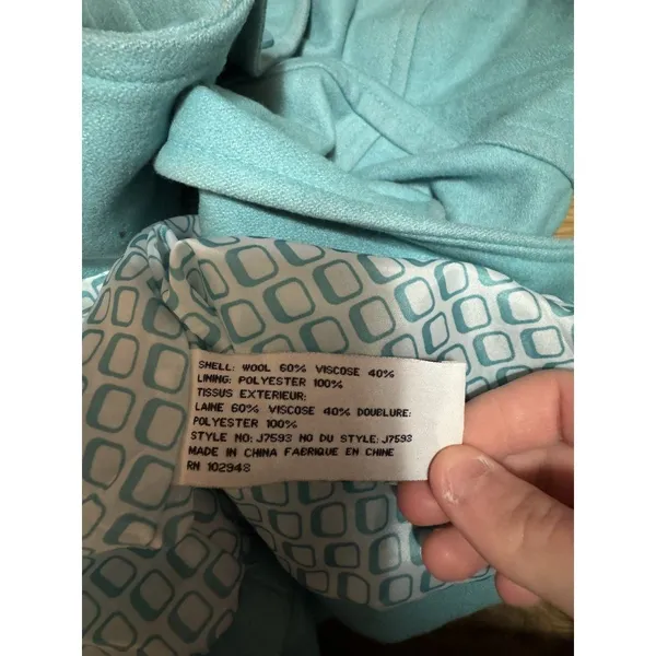 Retro Mod‎ Quiet Luxury Classic Anthropologie Tulle Wool Peacoat Tiffany Blue S - Image 9