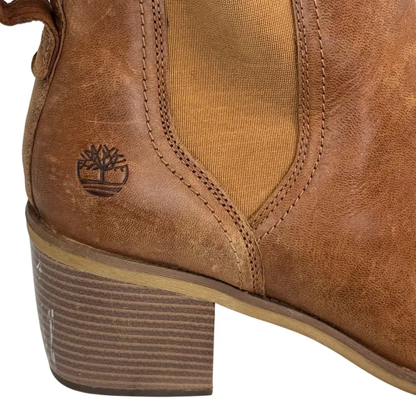 Timberland Leather Chelsea Boots Women's 11 Brown Block‎ Heel ReBOTL Defender - Image 3