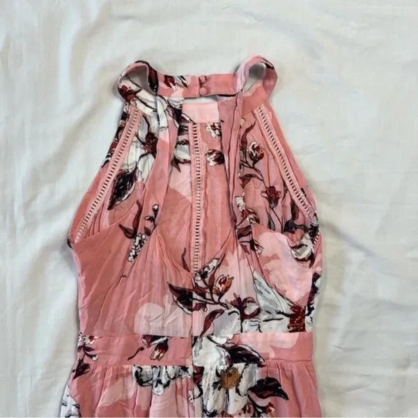 Floral Pink Maxi Dress Small High Neck Front Splits Fairy Cottagecore Whimsical - Image 6