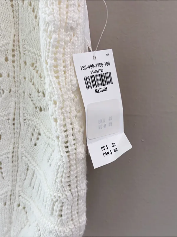 Abercrombie & Fitch White Crochet Knit High Neck Tank Top NWT Medium - Image 2
